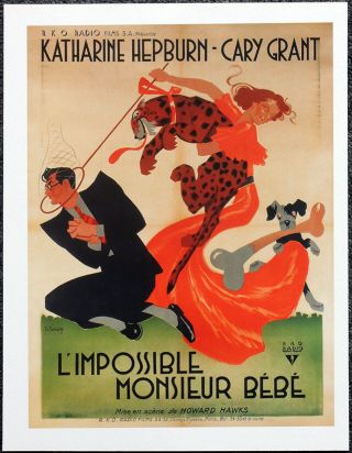 Bringing Up Baby 1938 French Film Movie Poster Page.  Katherine Hepburn.  302