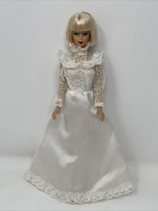 Vintage Barbie Doll Clothes Outfit Satin Lace Tracy Wedding Dress Bridal Gown