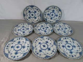 Set Of 8 Vintage L&m Lipper & Mann Blue Fjord Bread Plates