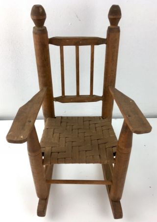 Vintage 14.  5” Wood Rocking Chair For Dolls Or Plants