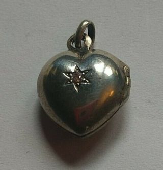 Vintage Sterling Silver 925 Puffy Heart Locket Pendant
