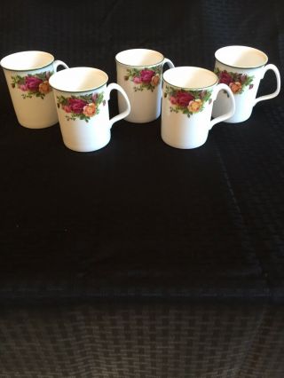 5 Vintage Royal Albert Old Country Roses Coffee Tea Mugs England