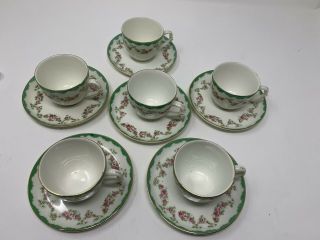 John Maddock And Sons Royal Vitreous Tea Cups And Saucers - Set Of 6