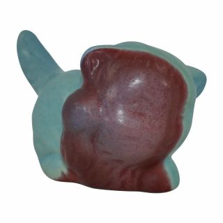 Vintage Van Briggle Pottery 2002 Blue And Rose Cat Figurine (artist Signed)