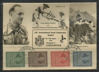S - 706 Liechtenstein 1953 Boy Scout - Jamporee Set On Postcard Pmk Vaduz 6 - Iii - 53