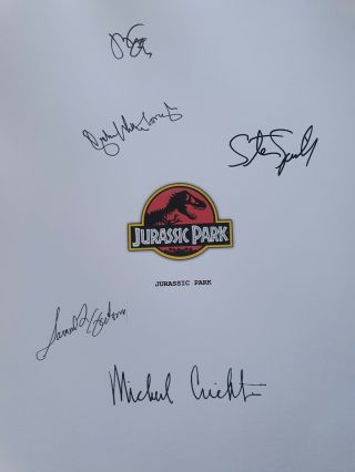 Jurassic Park Script/screenplay With Movie Poster And Autographs Signed Print