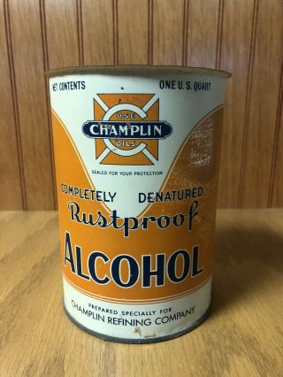 Champlin Vintage Denatured Rustproof Alcohol One Quart Can