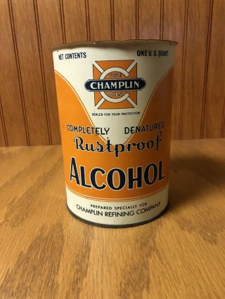 Champlin Vintage Denatured Rustproof Alcohol One Quart Can 2