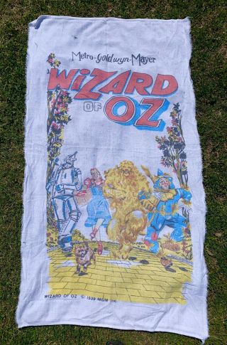 Vintage 70s The Wizard Of Oz Beach Towel / Wall Hanging Mgm Movie Rare Print