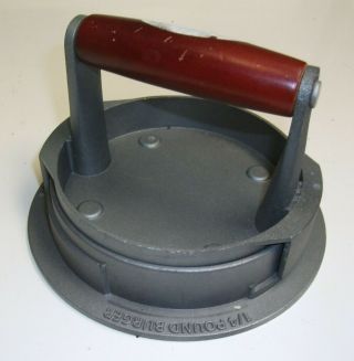 Vintage Aluminum & Wood Hamburger Press Adjustable 1/4 1/2 Lb.