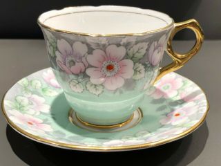Vintage Royal Stafford " Queen Mary " Bone China Tea Cup & Saucer.  Made In England