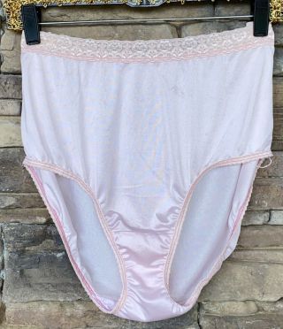 Fruit Of The Loom 10 Hi - Leg Nylon Pink Bikini Panties Underwear Brief Gusset