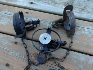 3 Hudson Bay 1 Coil Spring Traps Strong Users,  Not Newhouse Triumph Victor