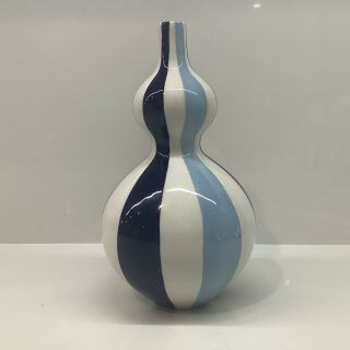 Jonathan Adler Stripes Happy Home Retro Modernist Art Blue Vase Pottery