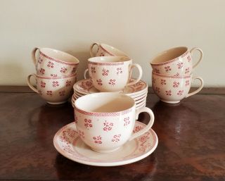Laura Ashley - Petite Fleur - Ironstone - Cups And Saucers - 16pc Set