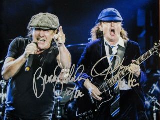 Angus Young Brian Johnson Ac Dc Autograph - Signed Photo Wcoa