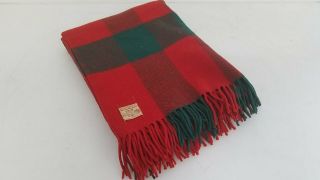 Vintage Horner Woolen Mills Co.  Red/green Plaid Wool Throw 50 " X 70 " Jbh