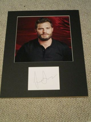 Jamie Dornan 14 " X 11 " Black Mount.  Photo With Signed Card Post