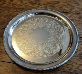 Vintage Wm Rogers Silver Plated 12 " Round Serving Tray Platter 437