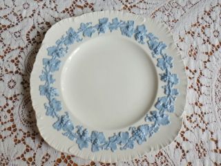 Wedgwood Shell Edge Queensware Blue On Cream Square Luncheon Plate 8 3/4 "