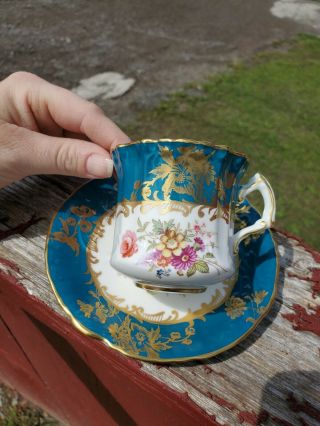 EXQUISITE Hammersley Teacup and Saucer set Floral Rose Garden Teacup with Gold 2