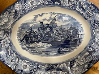 Liberty Blue Large Oval Platter Washington Crossing The Delaware - England