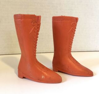 Vintage Crissy Doll Orange Tall Lace Up Boots Shoes Brandi Tressy Ideal 1970s