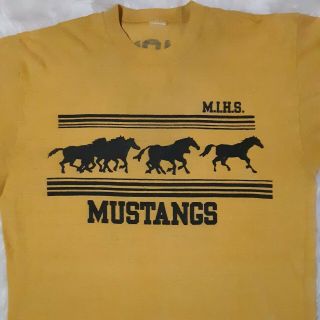 Vtg 80s Paper Thin 50/50 Tshirt Merritt Island HS Mustangs YOU KNOW WHO IN 1982 3