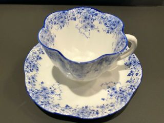 Vintage Shelley " Dainty Blue " Bone China Tea Cup And Saucer