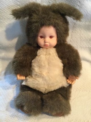 Anne Geddes Red Eyes 15 " Baby Doll Dressed Animal Fur As A Squirrel 1989 Vguc