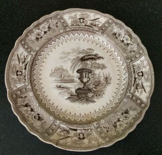 Antique 1850s T Mayer Canova England Dinner Plate Brown Transferware Longport