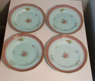 Set Of 4 Adams Calyx Ware Lowestoft: Dinner Plates Made In England
