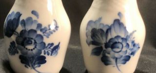 A,  Royal Copenhagen Denmark Blue Flowers Braided Salt & Pepper Shakers 8221 8225
