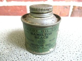 Antique Hamilton Beach Motor Oil Vintage Advertising Tin Can Racine,  Wisconsin