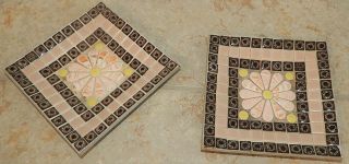 Vintage Mosaic Tile Trays Set Of 2 Authentic Mcm Warm Tones 5 X 5” Euc Retro