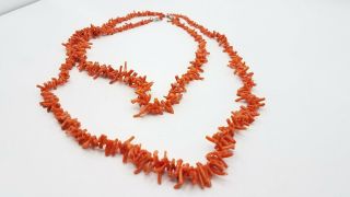 Silver Tone Necklaces Vintage Coral 14mm X 28 " Dy838