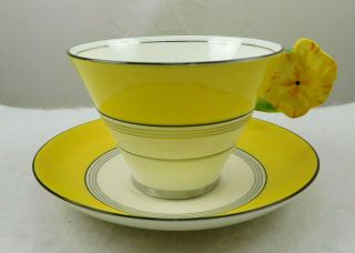 Vintage Royal Paragon Yellow Flower Handle Tea Cup Saucer Set 1