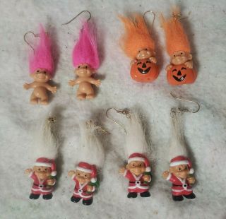 Vintage Russ Trolls Christmas Santa Halloween Pumpkin Ornament Hair Troll Doll