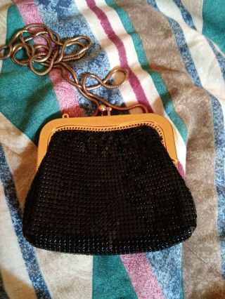Vintage Amanda Smith Black Chainmail Mini Purse/evening Handbag