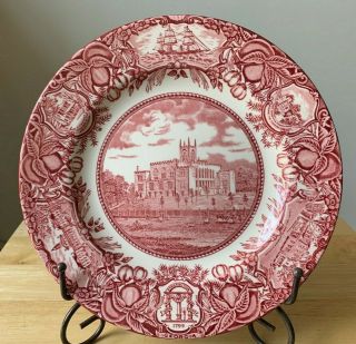Wedgwood Georgia Historical Pink 10 3/8 " Old Capitol Dinner Plate - Euc