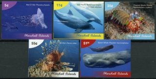 Marshall Islands 2019 Mnh Marine Life Definitives 5v Impf Set Fish Whales Stamps