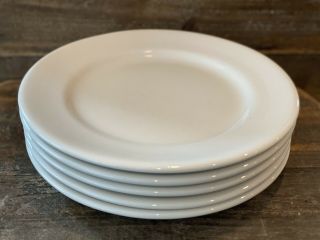 Set Of 5 Vintage Shenango China Rimrol Restaurant Ware Dinner Plates Off White