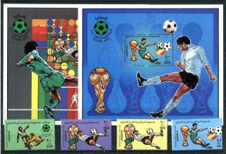 Libya 1982 Football World Cup Spain 2 S/s & Complete Set Mnh (1360)
