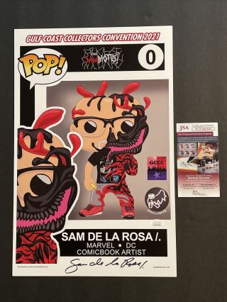 Sam De La Rosa Signed 11 X 17 Poster Jsa Marvel Dc Comics Spiderman