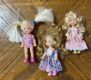 1994 Mattel Barbie Little Sister Kelly Dolls Blonde & Brown Hair Blue Eyes 3