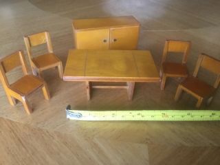 Dolls House Vintage Wooden Dining Set - Table,  Chairs and Sideboard 2