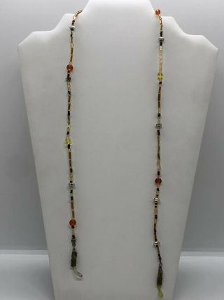 Vintage Multicolored Beaded Eye Glass Holder Chain Necklace