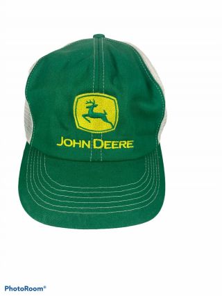 Vintage John Deere Snapback Trucker Hat Mesh Patch Cap K - Products Mfg Usa Rare