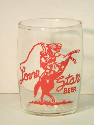 Vintage Lone Star Beer Barrel Cowboy Enameled Glass,  San Antonio,  Texas
