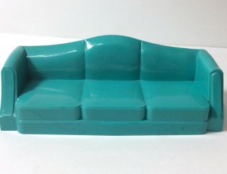 Vintage A Plasco Toy Dollhouse Couch Furniture Blue Plastic